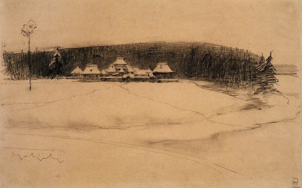 Усадьба Дидвино зимой, Andrei Petrovich Ryabushkin, 1901
