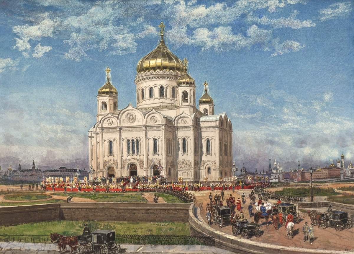 Коронация императора Александра III. Шествие из храма Христа Спасителя, Konstantin Savitsky, 1883