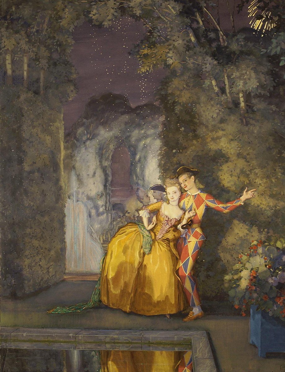 Арлекин и дама, Konstantin Somov, 1912