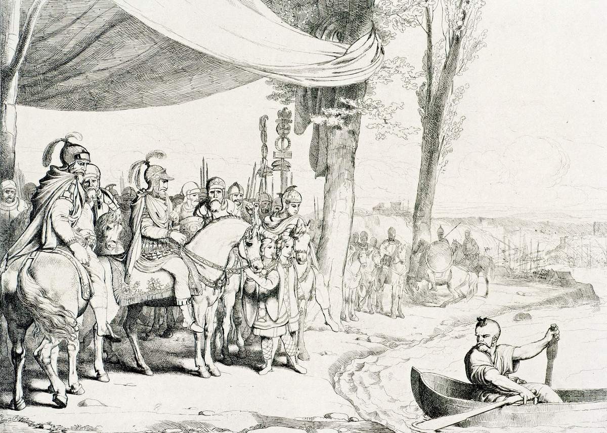 Свидание Святослава с императором Цимисхием, Fedor Antonovich Bruni, 1830