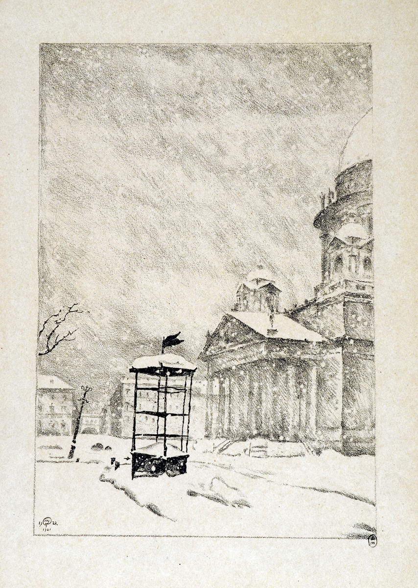 Исаакий в метель, Mstislav Valerianovitch Dobuzinski, 1922