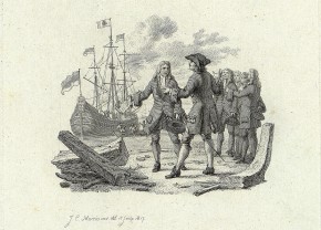 Петр I осматривает построенный для него корабль «Архангел» в Голландии