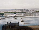 Панорама города Санкт-Петербурга. Вид с Петропавловской крепости на Мраморный дворец и часть Летнего сада