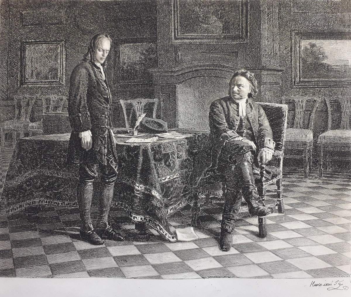 Петр I допрашивает царевича Алексея, Nikolai Ge, 1872