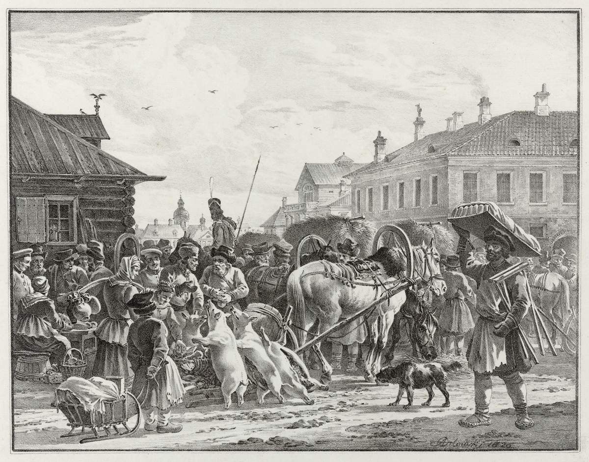 Торговля свиньями и сеном, Alexander Orlowski, 1820
