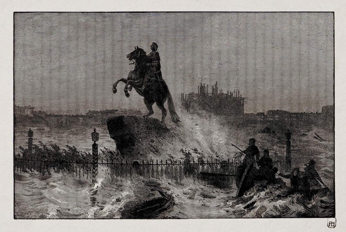 Памятник Петру I во время наводнения, Vasily Mate, early 1900s (?)