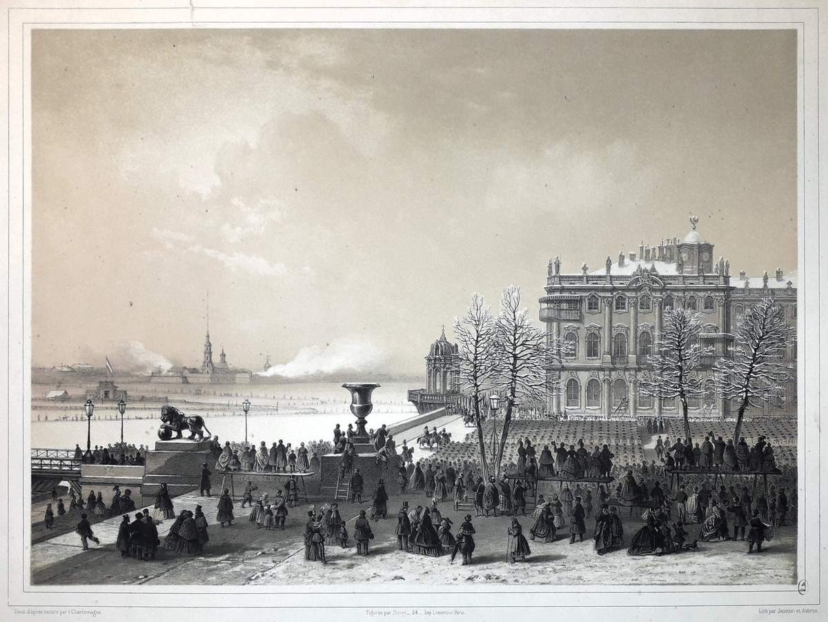Вид Зимнего дворца во время Крещения на Неве 6 января, Zhan Zhakotte, 1840–1850s
