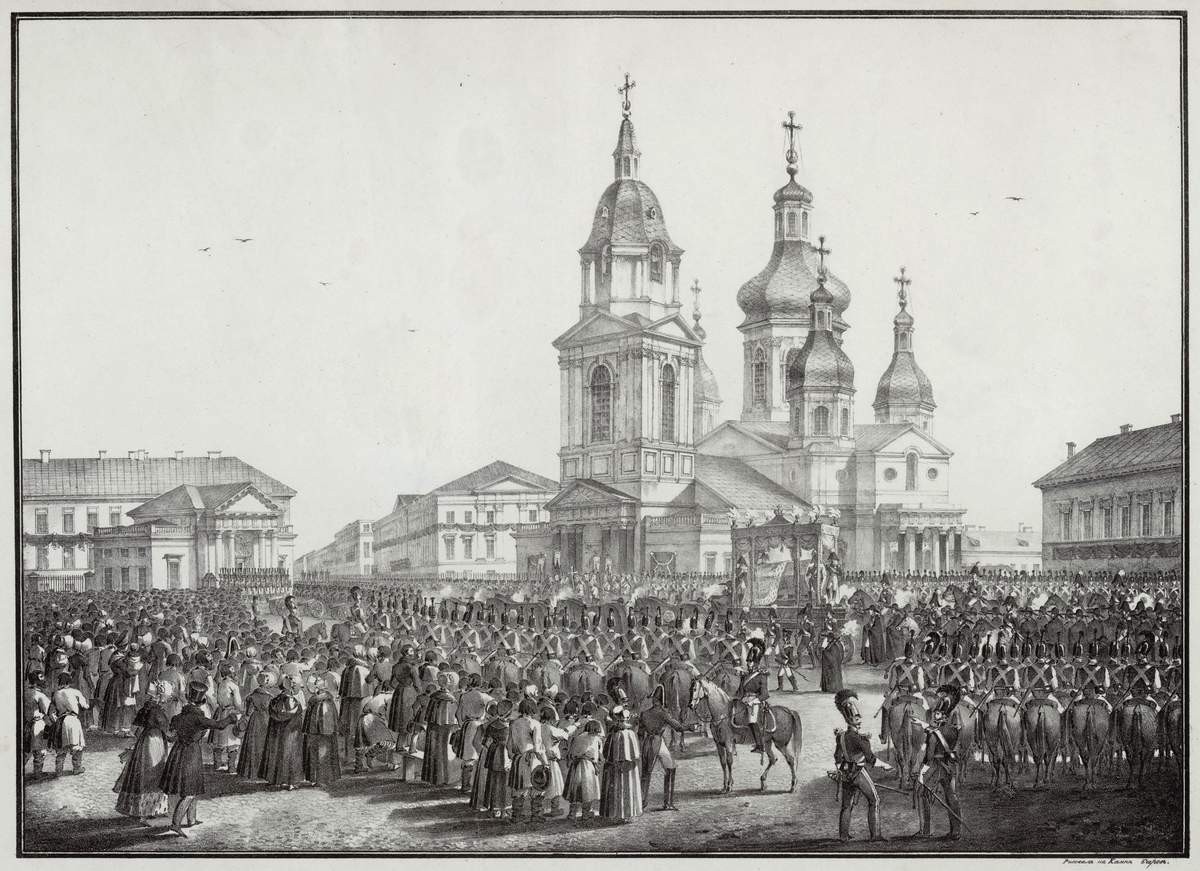Вид печальной процессии 6 марта 1826 года в Санкт-Петербурге, Karl Beggrov, 1826