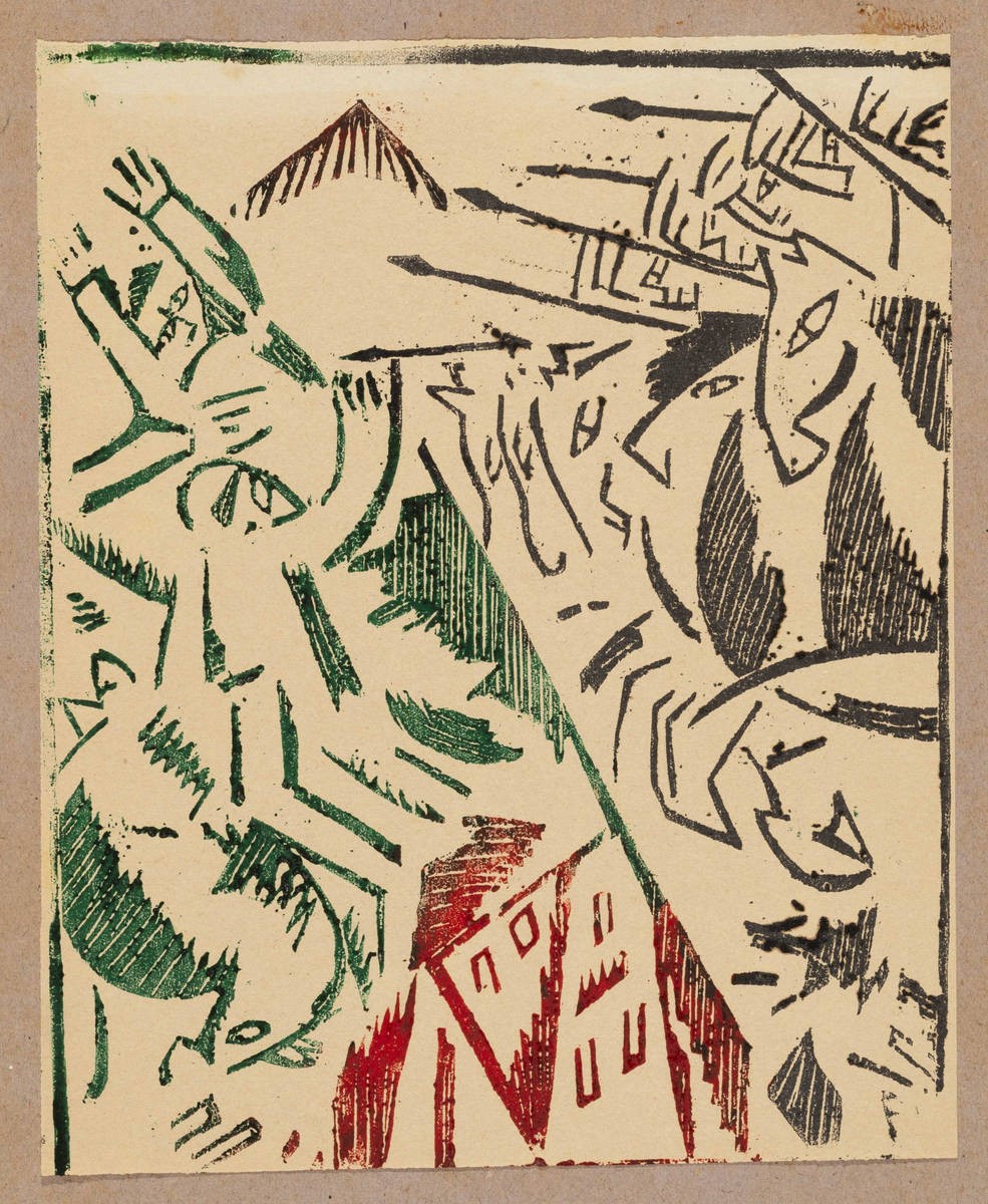 Битва в городе, Olga Rozanova, 1916
