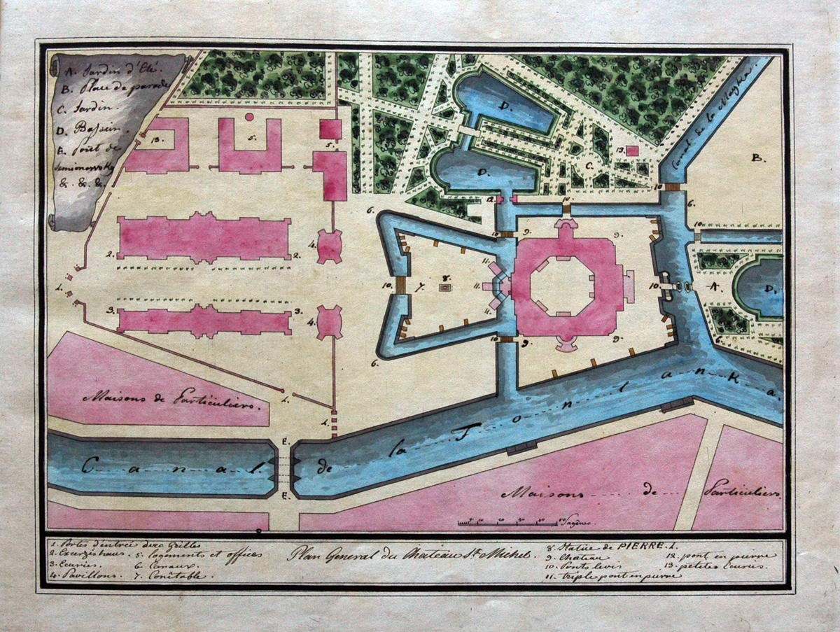 Генеральный план Михайловского замка. Проектный вариант., Ivan Ivanovich Kolpakov, 1800-1801