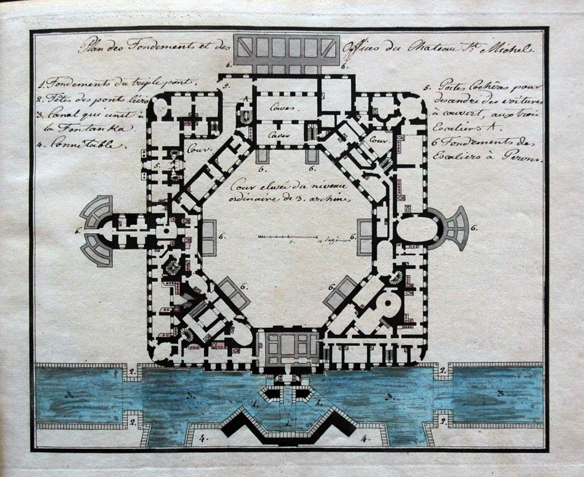 План фундамента и служб Михайловского замка, Ivan Ivanovich Kolpakov, 1800-1801