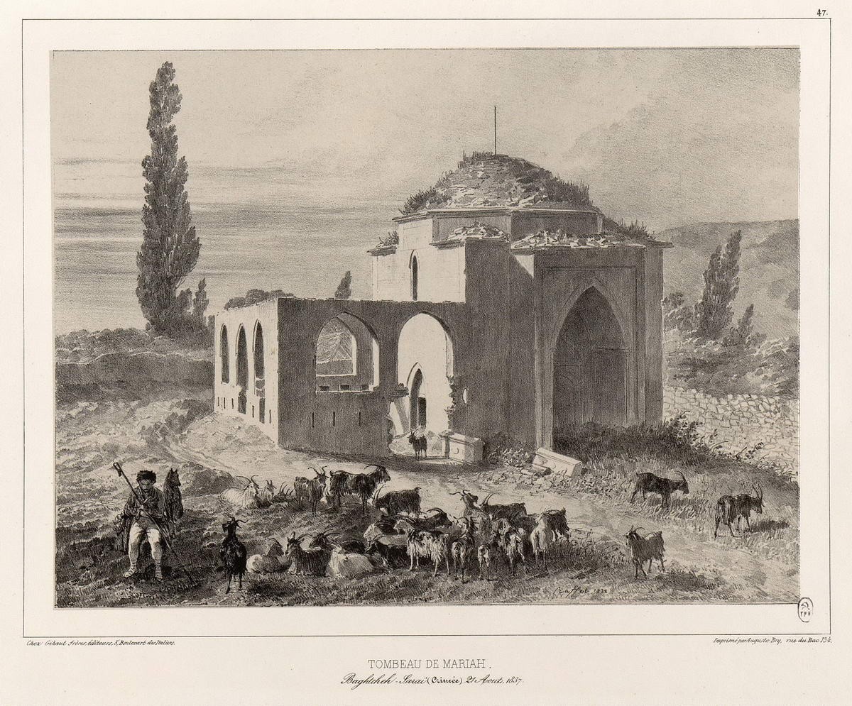 Гробница Марии в Бахчисарае. «Tombeau de Mariam», Raffe Deni-Ogyust-Mari, 1838 - 1848