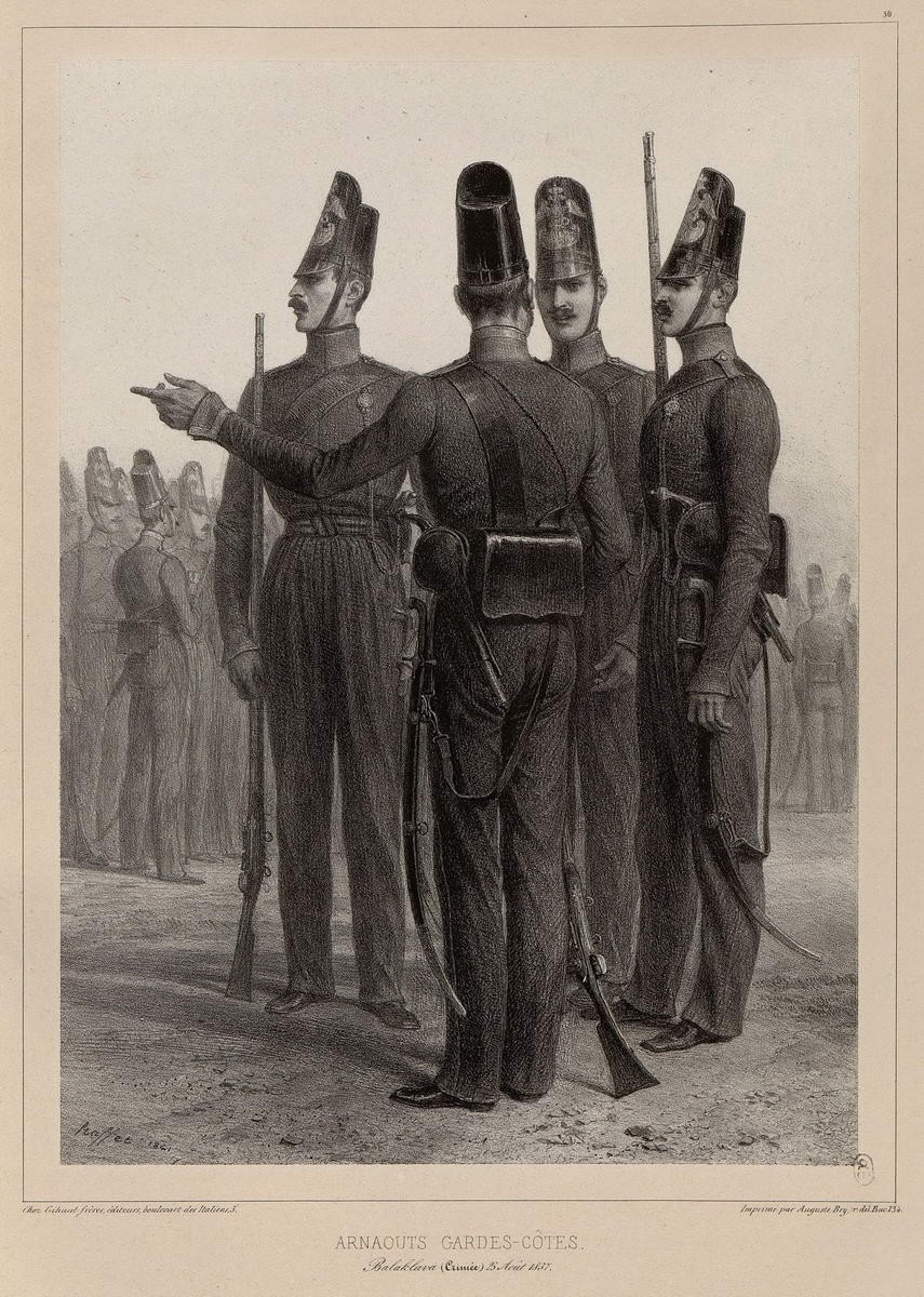 Арнауты — Береговая стража в Балаклаве. «Arnaouts ...», Raffe Deni-Ogyust-Mari, 1838 — 1848