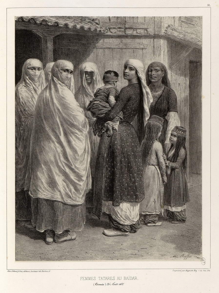 Татарские женщины в Крыму. «Femmes tatares...», Raffe Deni-Ogyust-Mari, 1838 - 1848