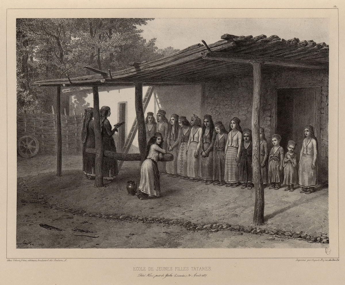 Татарская школа для маленьких девочек в Ялте. «Ecole de seunes ...», Raffe Deni-Ogyust-Mari, 1838 - 1848