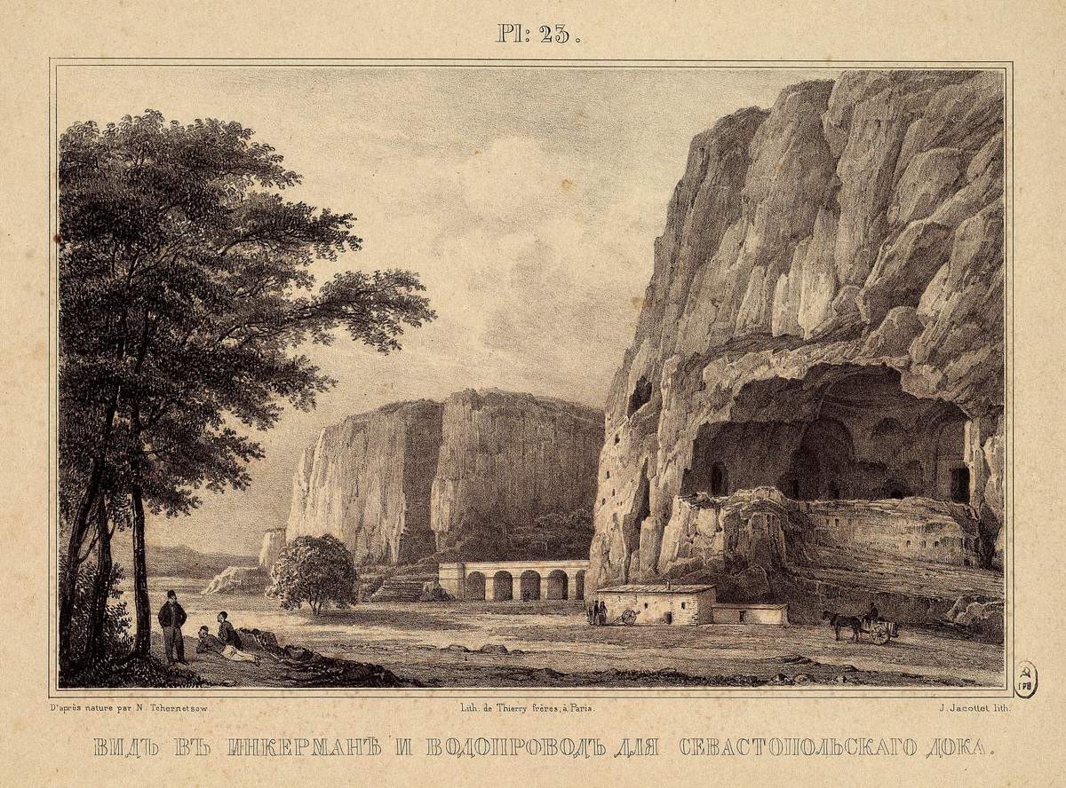 Вид в Инкермане и водопровод для Севастопольского дока, Zhan Zhakotte, 1837-1839
