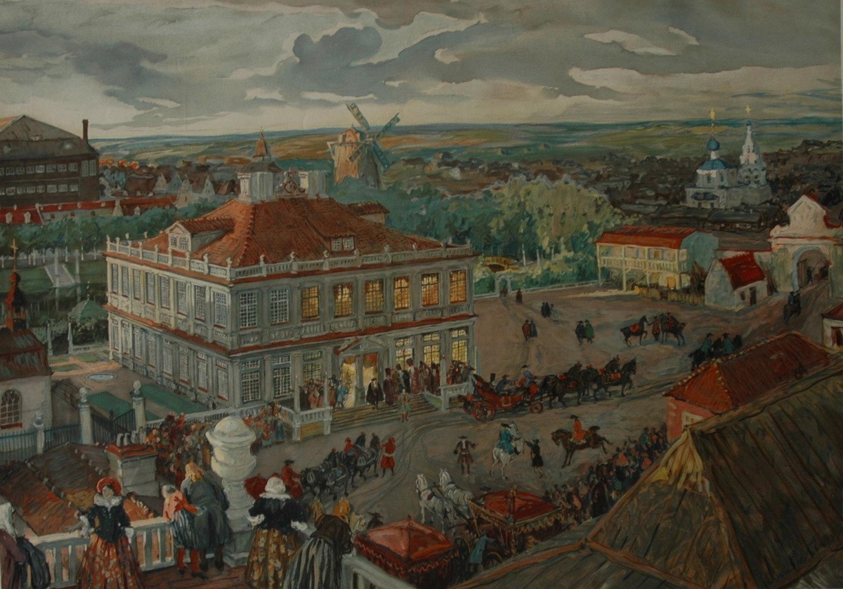 В немецкой слободе, Alexandre Benois, 1912