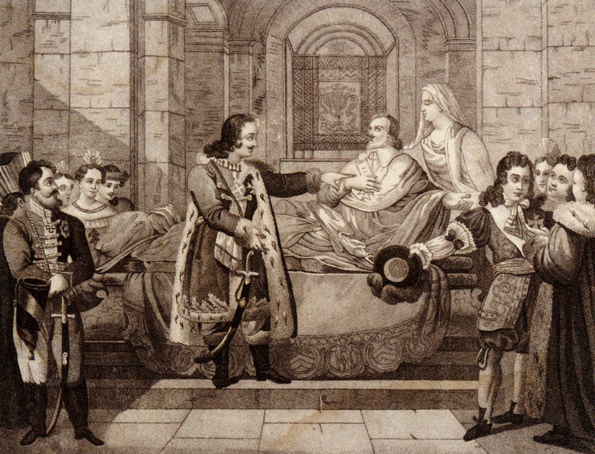 Великий Петр пред статуею герцога Ришелье, early 19th century