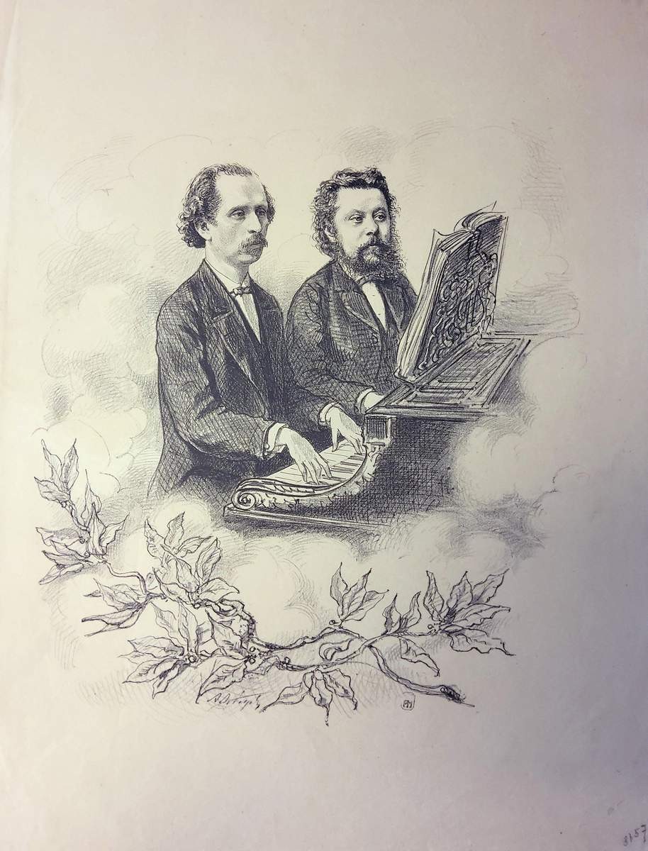 Портрет М. П. Мусоргского и Н. Гр. Рубинштейна, Aleksandr Lebedev, 1860s–1870s