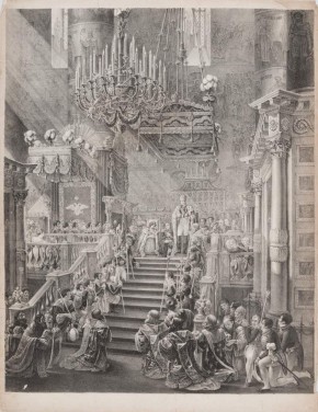 Коленопреклоненная молитва митрополита во время коронации Николая I