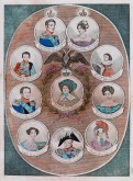 Десять медальонов на одном листе с портретами Николая I, Александры Федоровны, вдовствующей императрицы Марии Федоровны и великих князей и княжон