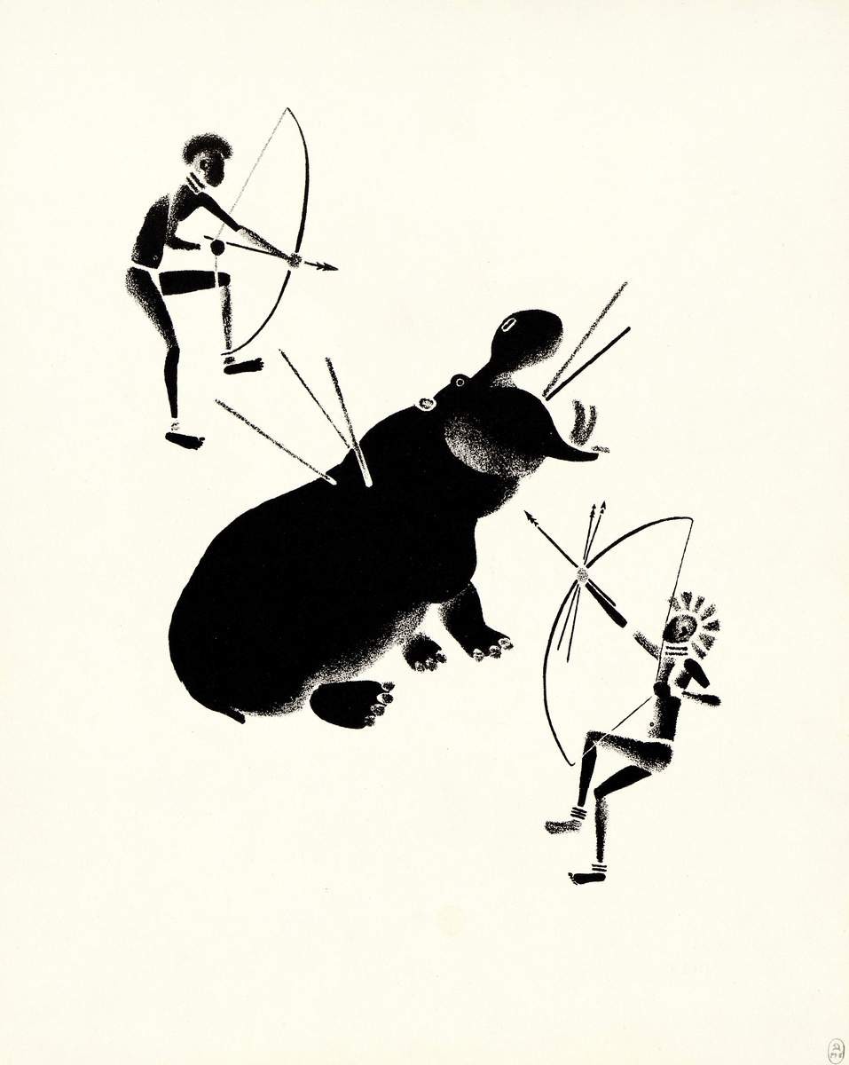 Африка. Охота на бегемота, Vladimir Lebedev, 1924