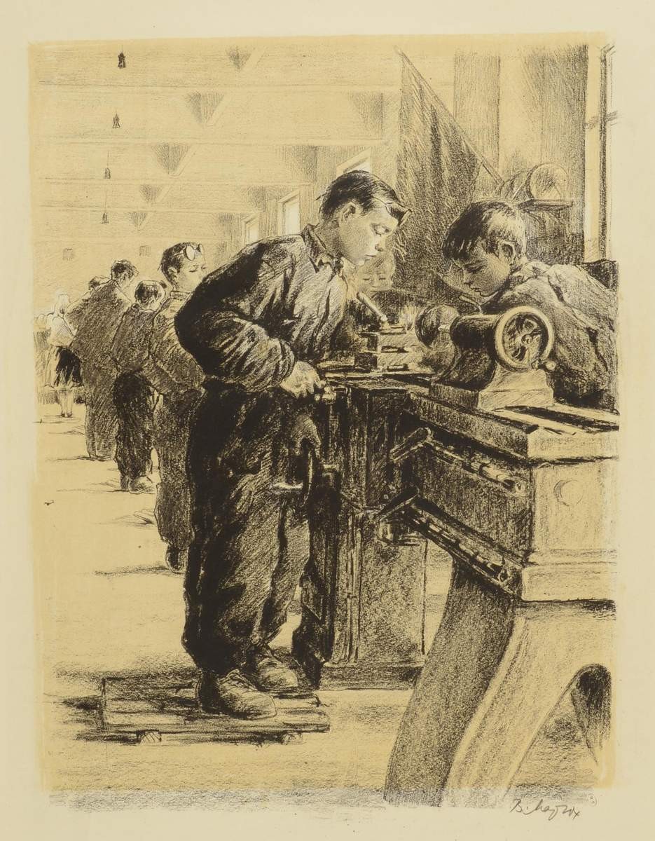 У токарного станка, Vera Fedorovna Matyukh, 1949
