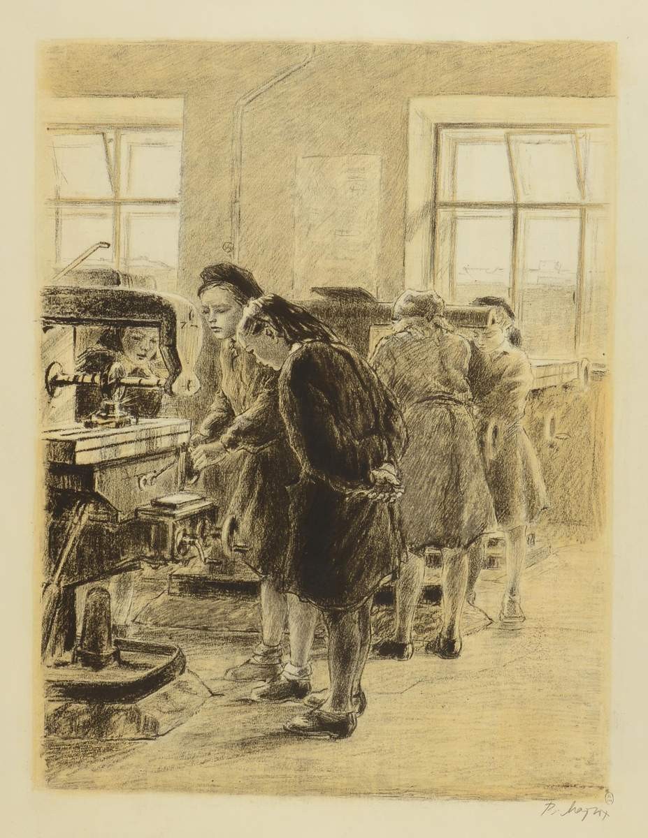 У фрезерного станка, Vera Fedorovna Matyukh, 1949
