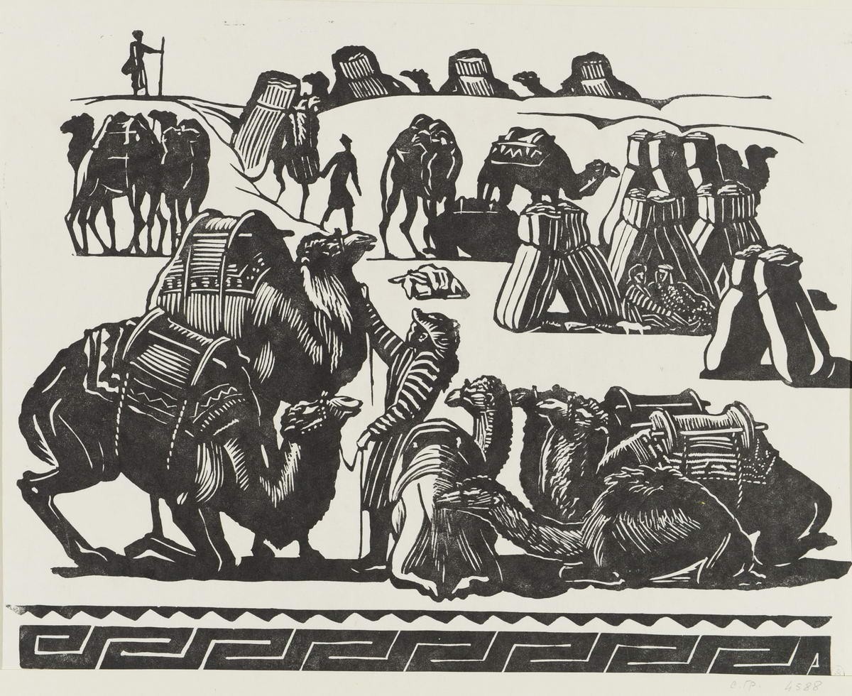 Караван на отдыхе. Из серии «Самарканд», Vladimir Favorsky, 1944
