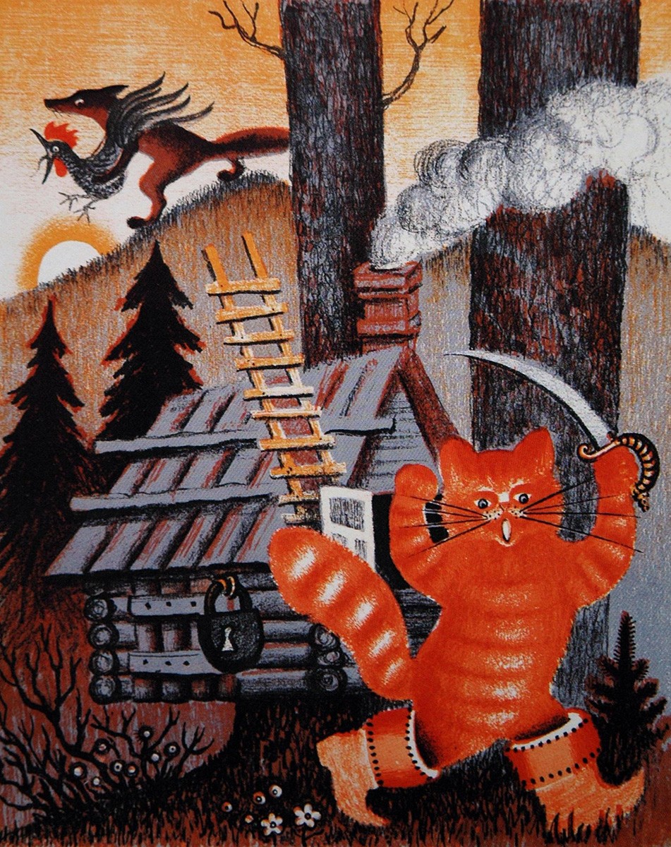 Кот, петух и лиса, Yurii Alekseevich Vasnetsov, 1938