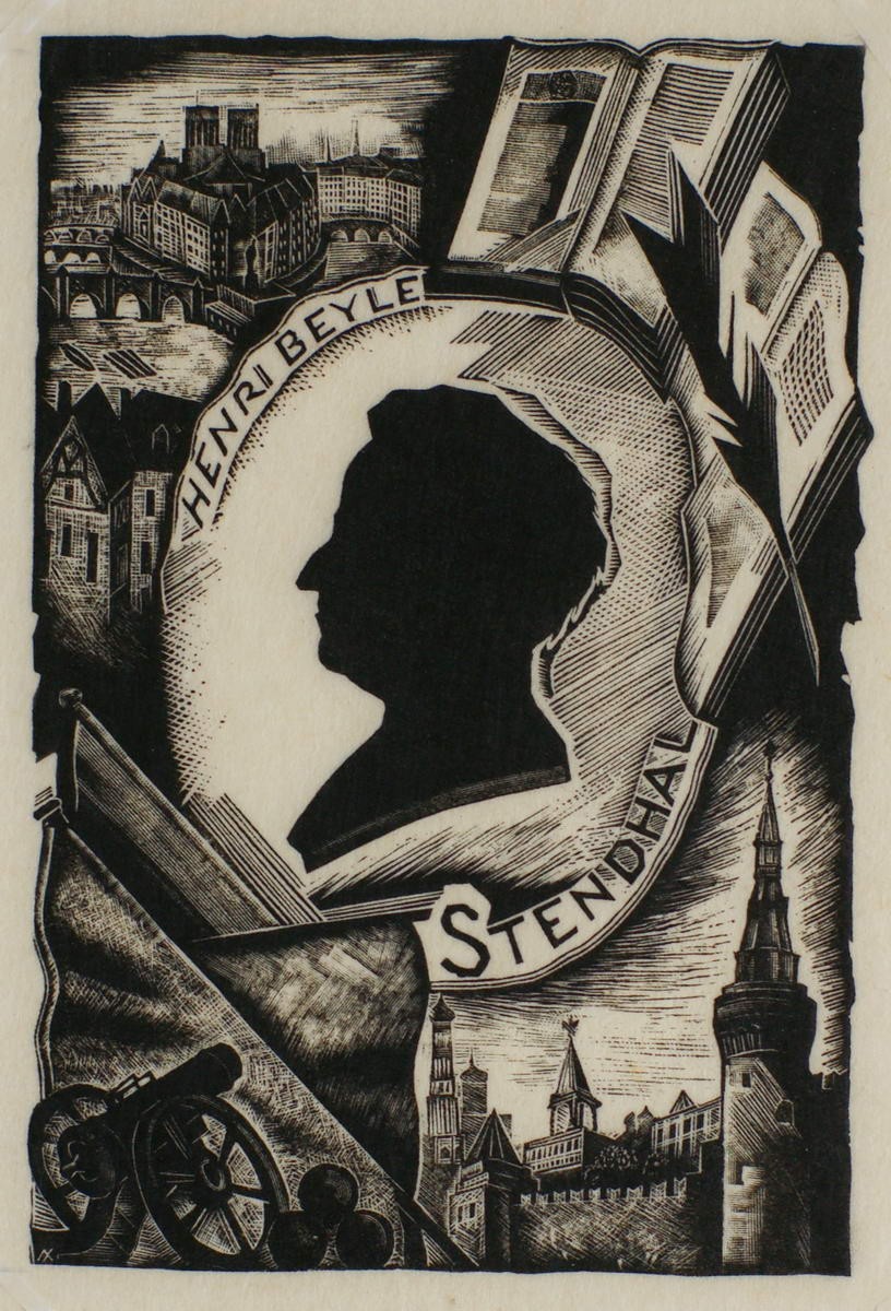 Портрет Стендаля. Фронтиспис к книге А.К.Виноградова «Потерянная перчатка» (Стендаль в Москве), Leonid Khizhinsky, 1931 (?)