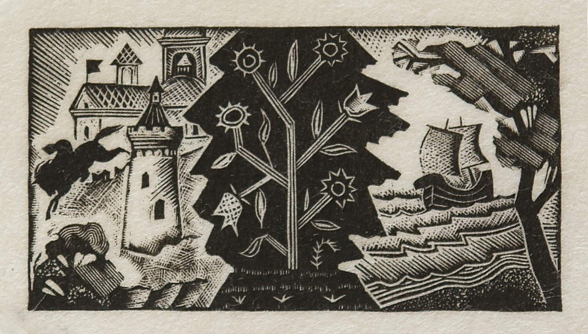 Гравюра на титульный лист книги О.Э. Озаровской «Пятиречие». Л., 1931, Leonid Khizhinsky, 1931