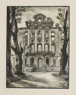 Г. Пушкин. Екатерининский дворец, разрушенный немцами