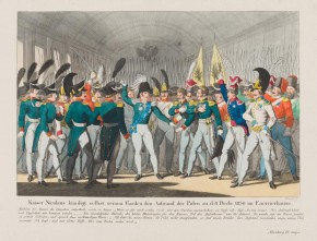 Николай I объявляет своей гвардии о восстании в Польше 8 декабря 1830 года во время ученья