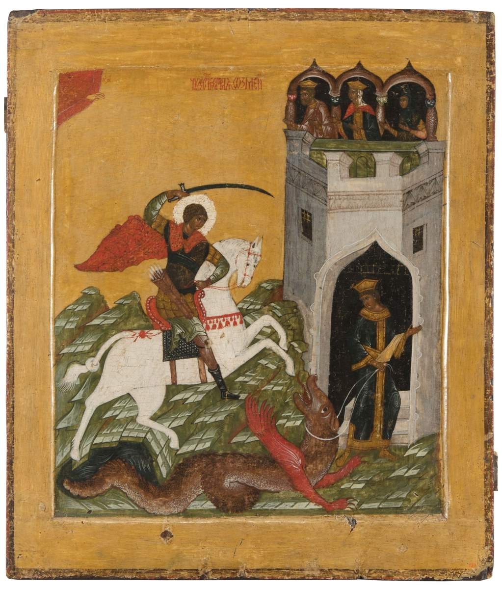 Великомученик Георгий Победоносец, XVI век. Антикварная реставрация XIX века