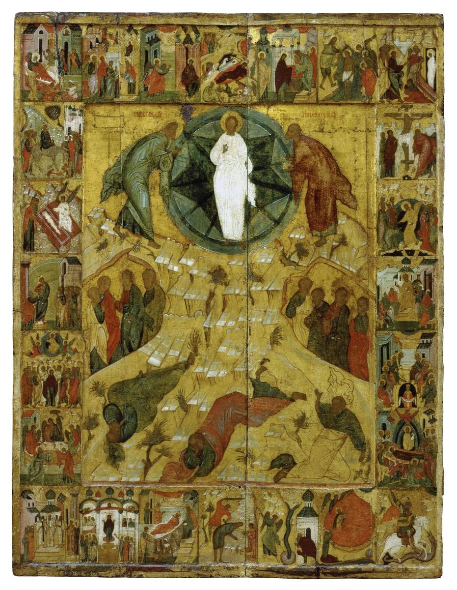 Преображение, с праздниками в 24 клеймах, first half of the 16th century