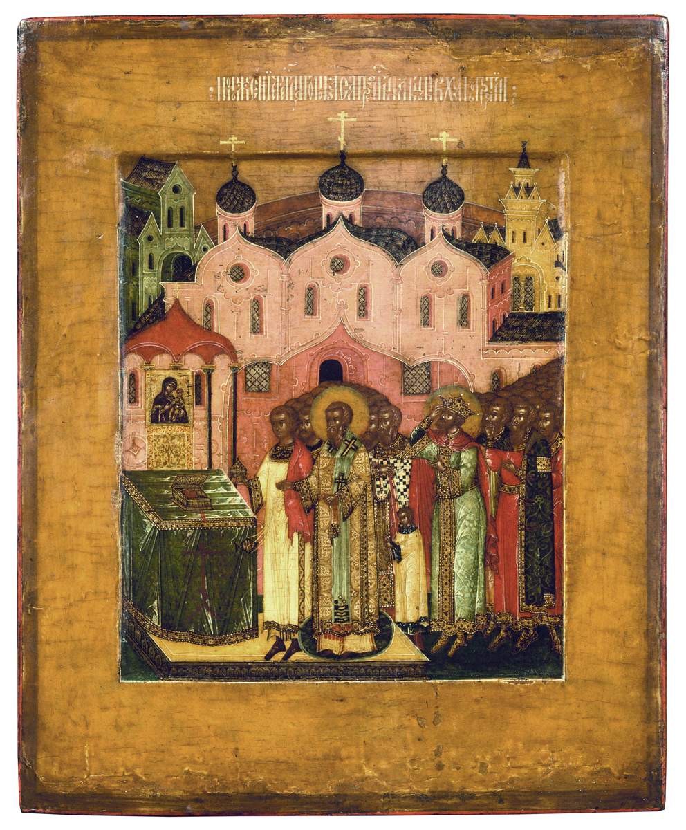 Положение пояса Богоматери, School of Stroganovskaya, first half of the 17th century