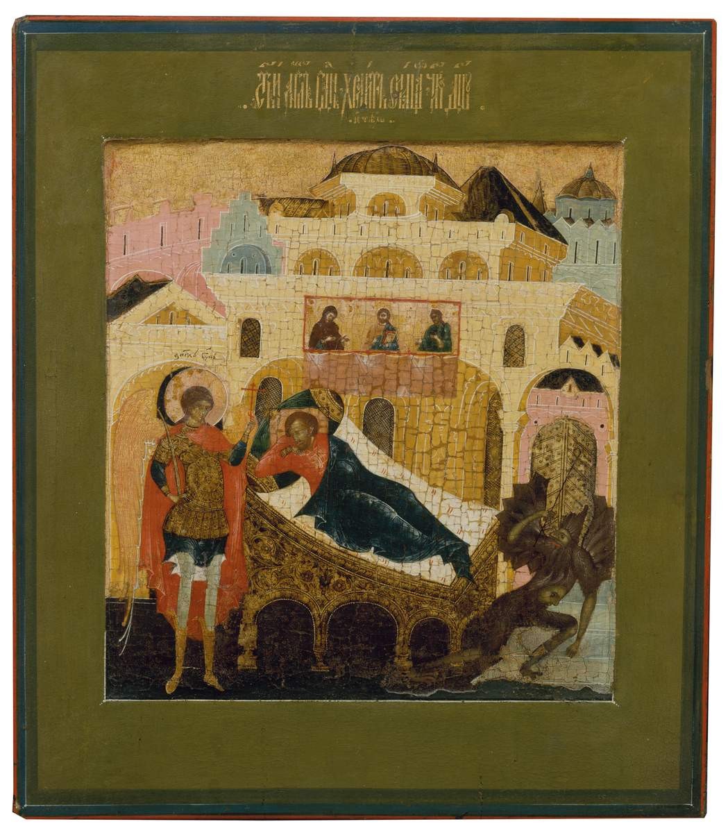 Ангел хранит спящего человека, Savin Nikifor Istomin, first quarter of the 17th century