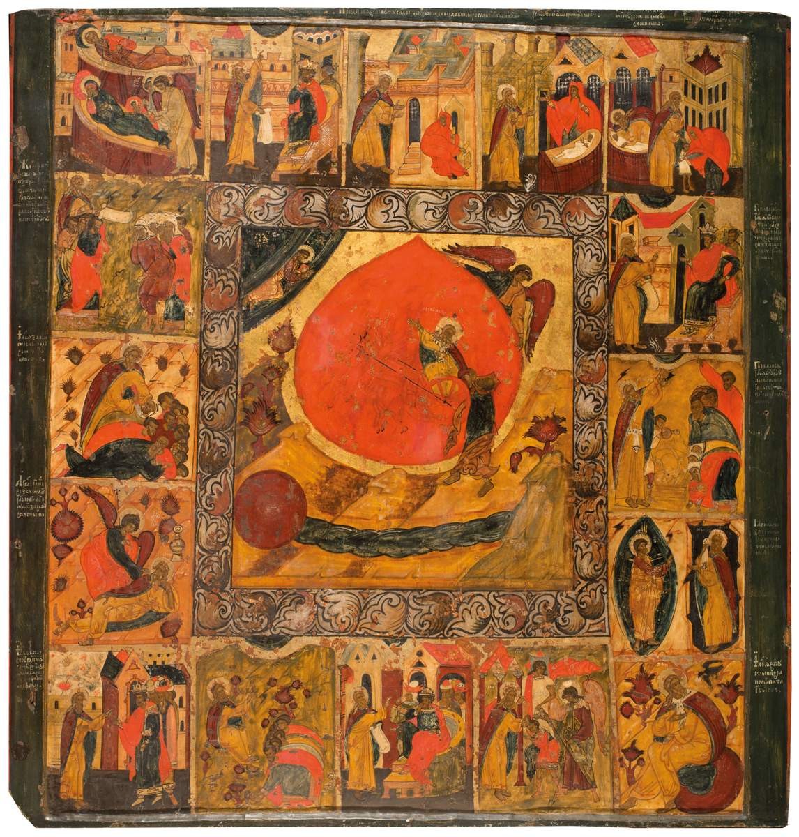 Огненное восхождение пророка Илии, с житием в 16 клеймах, second half of the – late 17th century