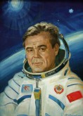 Портрет Героя Советского Союза, летчика-космонавта Василия Григорьевича Лазарева