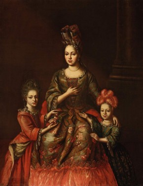 Portrait of Anastasia Naryshkina with Her Children Alexandra and Tatyana