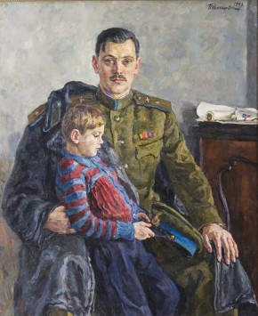 Портрет писателя Сергея Владимировича Михалкова с сыном