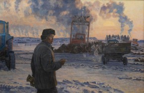 Утро трудового дня (портрет знатного овощевода Н. И. Кривошапкина)