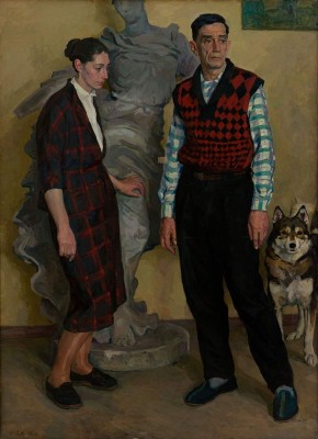 Портрет скульптора А. Е. Зелинского с дочерью