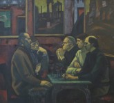 В кафе «Греко» (Г. Коржев, П. Оссовский, Е. Зверьков, Д. Жилинский, В. Иванов в Риме в 1973 году)