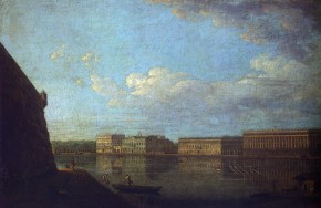 Вид Дворцовой набережной от Петропавловской крепости