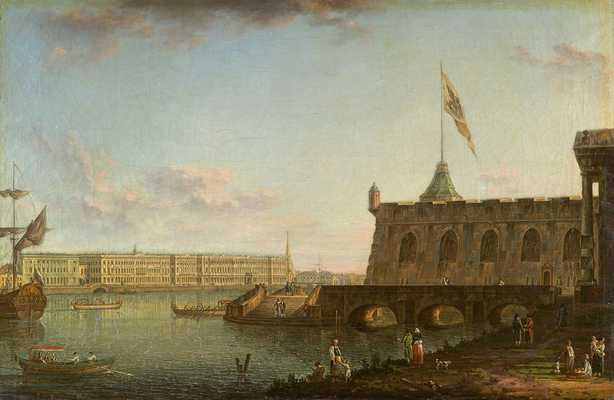 Вид Петропавловской крепости и Дворцовой набережной, Fyodor Alekseyev, 1799