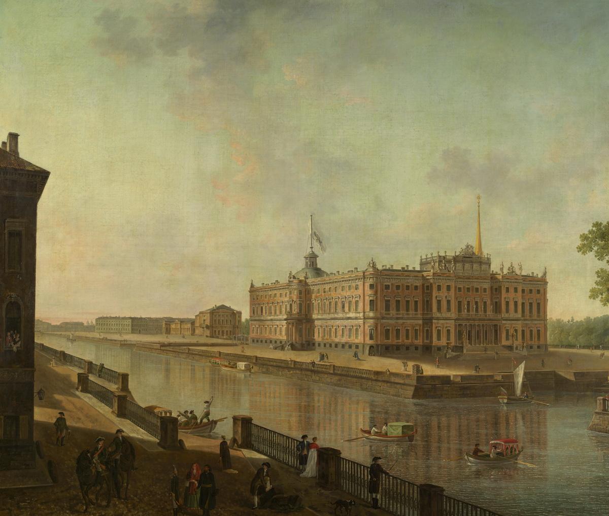 Вид на Михайловский замок в Петербурге со стороны Фонтанки, Fyodor Alekseyev, c. 1800