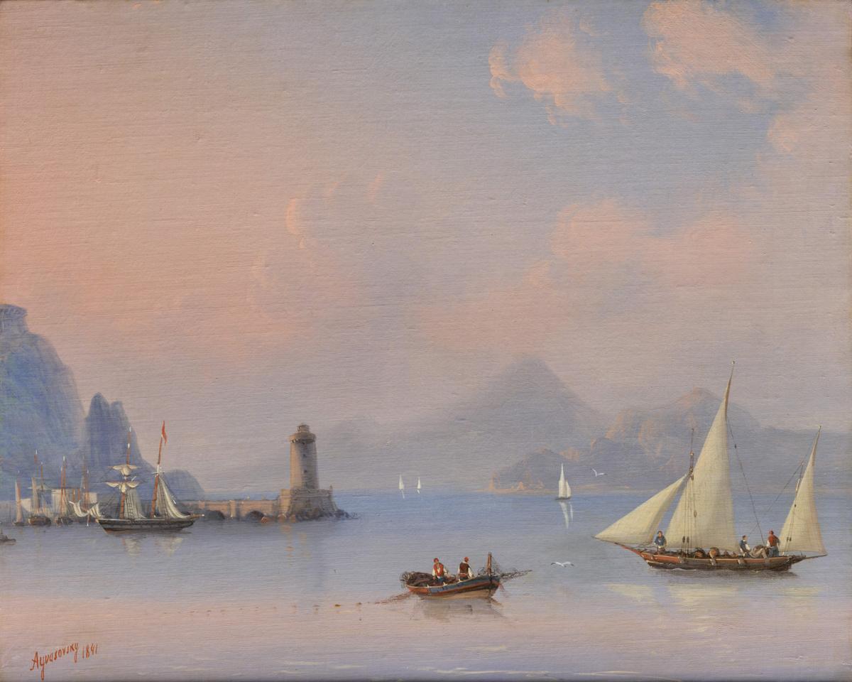 Морской пролив с маяком, Ivan Aivazovsky, 1841