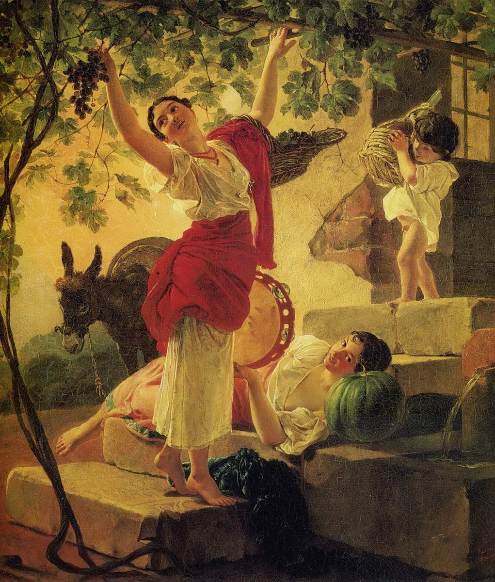 Девушка, собирающая виноград в окрестностях Неаполя, Karl Bryullov, 1827